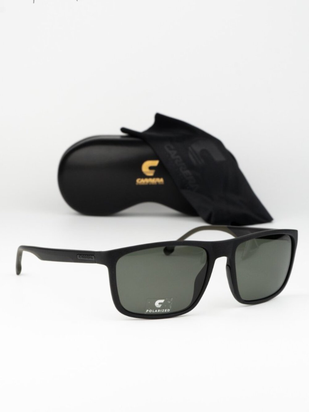 Carrera Women Sunglasses Black Green Polar Rectangle CARRERA 8047/S 07ZJ UC NEW